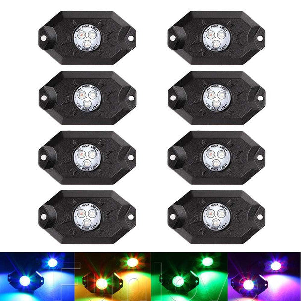 Offroad 515 Rock Light Eight Rock Light Multi Color LED with Bluetooth Wireless Control- 8 Rock Lights