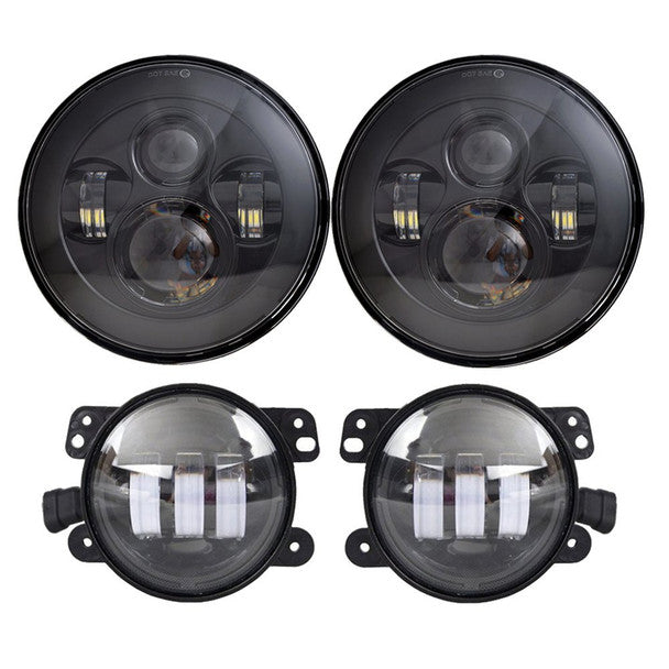 Offroad 515 Headlight Jeep Wrangler 7 inch LED Black-Out LED Headlight and Fog Light Combo Package JK 2007-2018