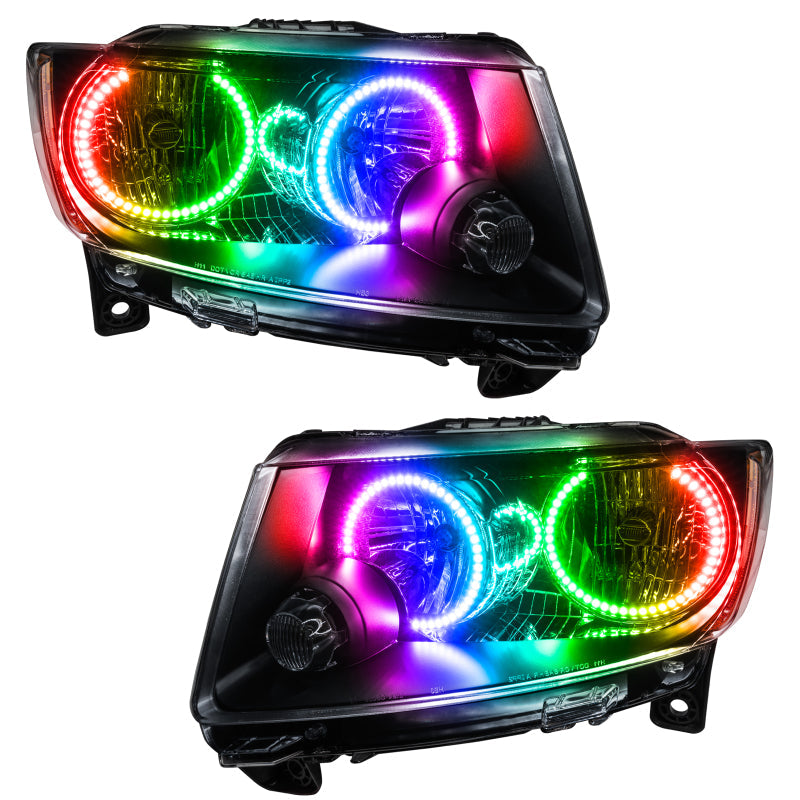 ORACLE Lighting Headlights Oracle 11-13 Jeep Grand Cherokee SMD HL (Non-HID)-Chrome - ColorSHIFT w/ BC1 Controller