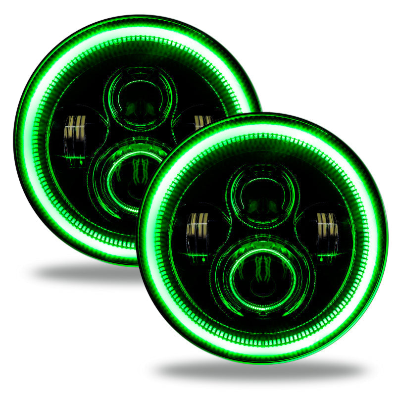 ORACLE Lighting Headlights Oracle 7in High Powered LED Headlights - Black Bezel - Green