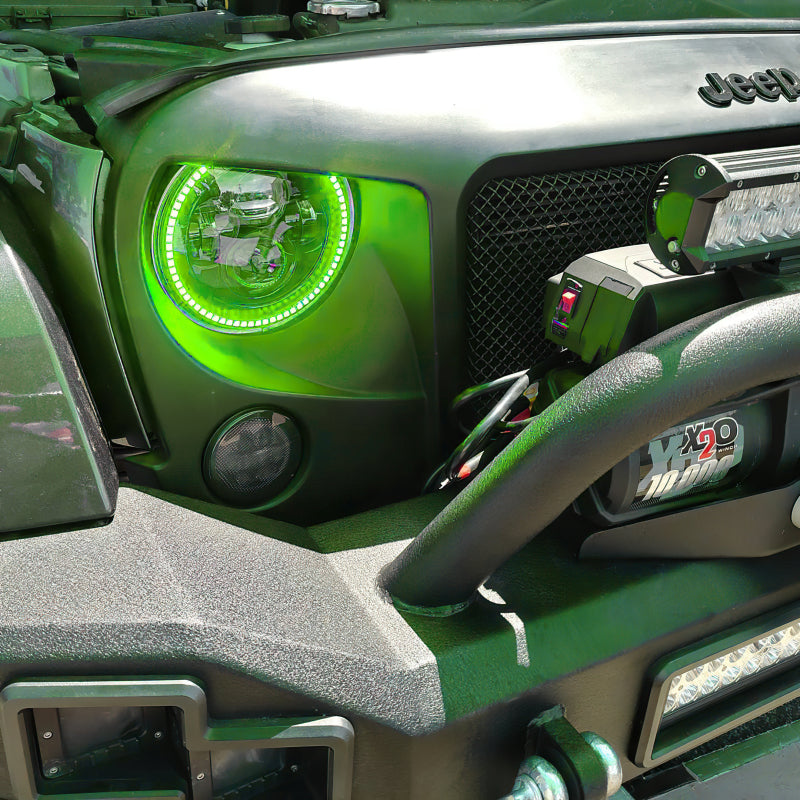 ORACLE Lighting Headlights Oracle 7in High Powered LED Headlights - Black Bezel - Green