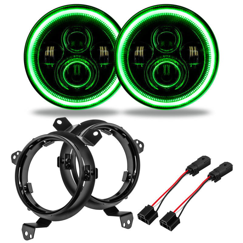 ORACLE Lighting Headlights Oracle Jeep Wrangler JL/Gladiator JT 7in. High Powered LED Headlights (Pair) - Green