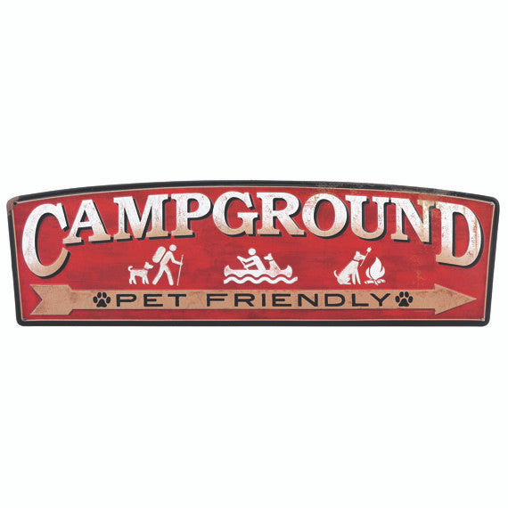 ORB Wall Art CAMPGROUND PET FRIENDLY EMBOSSED TIN SIGN