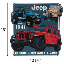 Load image into Gallery viewer, ORB Wall Art Jeeps Red, Blue, Tan Metal Sign