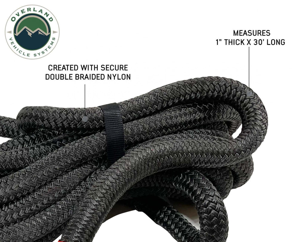 Overland Vehicle Systems Recovery Kit Brute Kinetic Recovery Strap 1 Inch x 30 Feet With Storage Bag - 30 Percent stretch Overland Vehicle Systems - Overland Vehicle Systems - 19009916