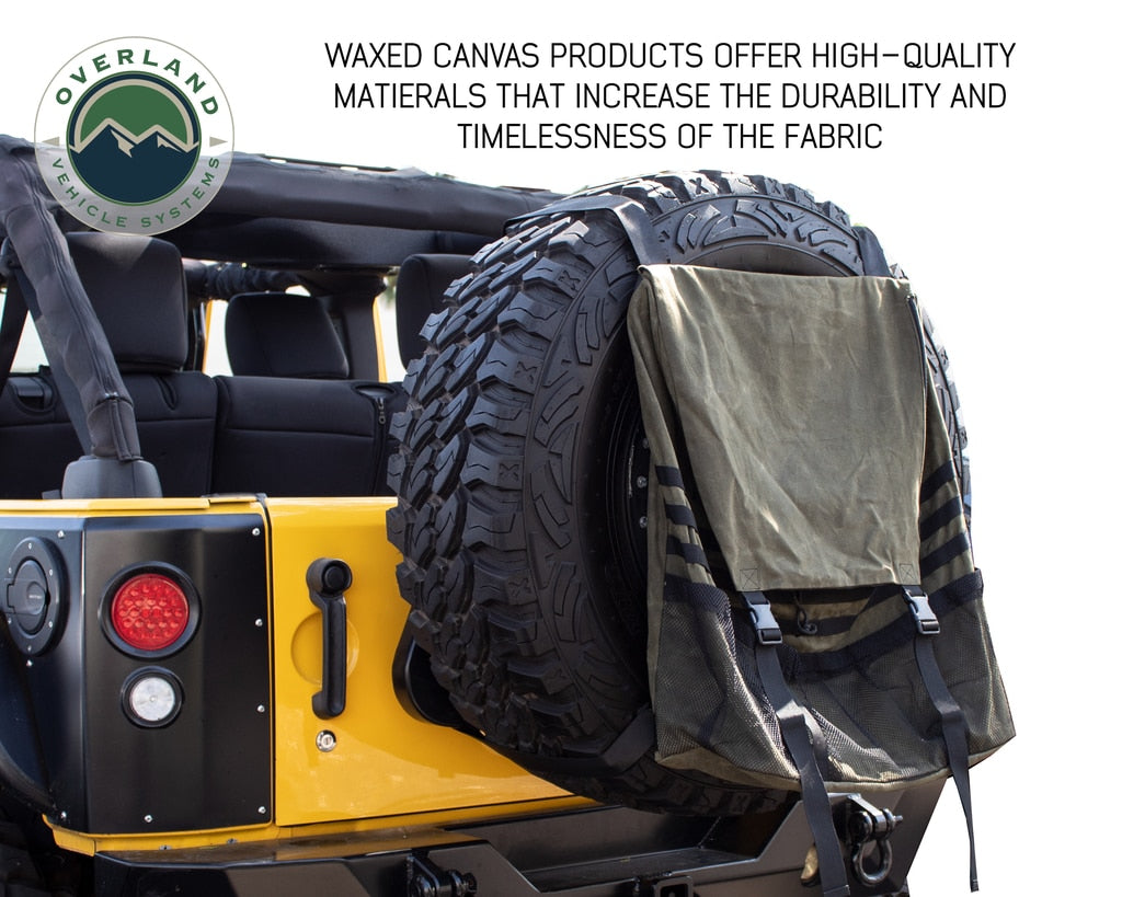 Overland Vehicle Systems Trash Bag Extra Large Trash Bag Tire Mount 16 LB Waxed Canvas Universal Overland Vehicle Systems - Overland Vehicle Systems - 21099941