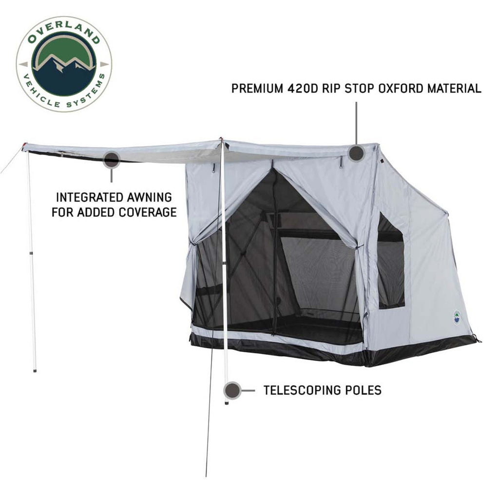 Overland Vehicle Systems Roof Top Tent LD P.S.T. - Portable Safari Ground Tent Large, Grey Body and Grey Trim Overland Vehicle Systems - Overland Vehicle Systems - 18252520