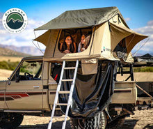 Load image into Gallery viewer, Overland Vehicle Systems Roof Top Tent LD TMBK 3 Roof Top Tent With Annex - Tan Base With Green Rain Fly, Black Aluminum Base, Black Ladder Overland Vehicle Systems - Overland Vehicle Systems - 18119733