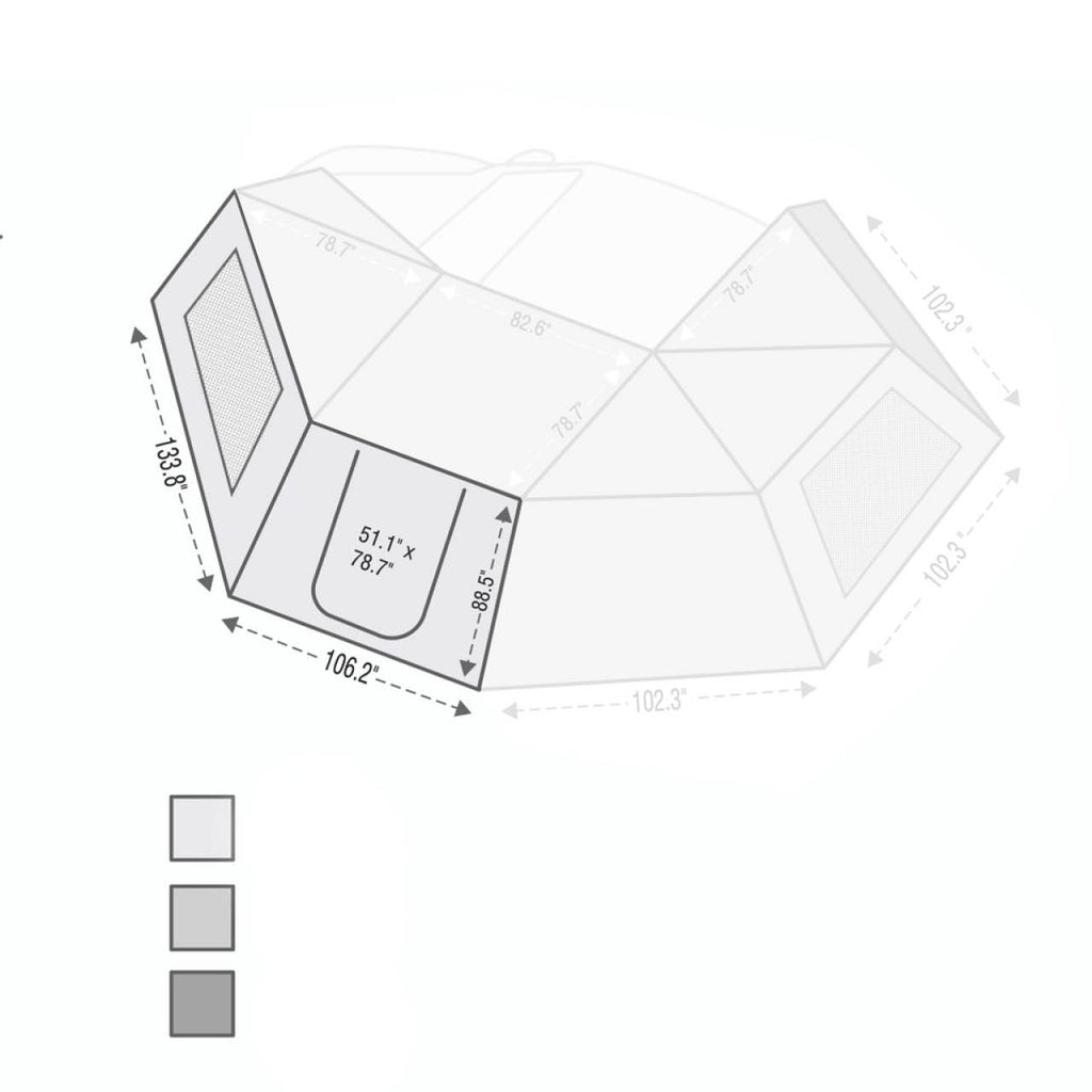 Overland Vehicle Systems Tent Annex Room Nomadic Awning 270 for Driver Side Wall 1 270 Awning Wall 1 Overland Vehicle Systems - Overland Vehicle Systems - 18099910