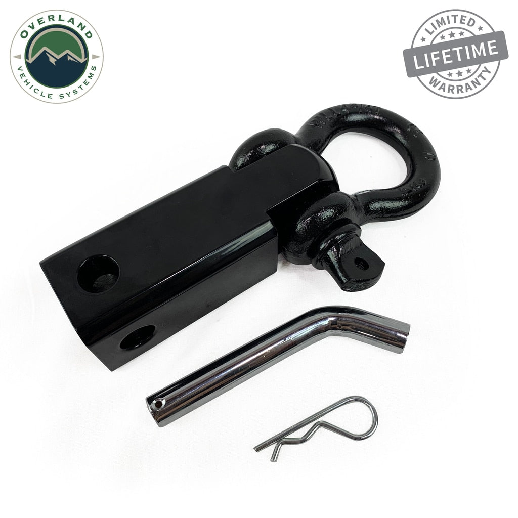 Overland Vehicle Systems Winch Shackle Receiver Mount Recovery Shackle 3/4 Inch 4.75 Ton With Dual Hole Black Universal Overland Vehicle Systems - Overland Vehicle Systems - 19109901