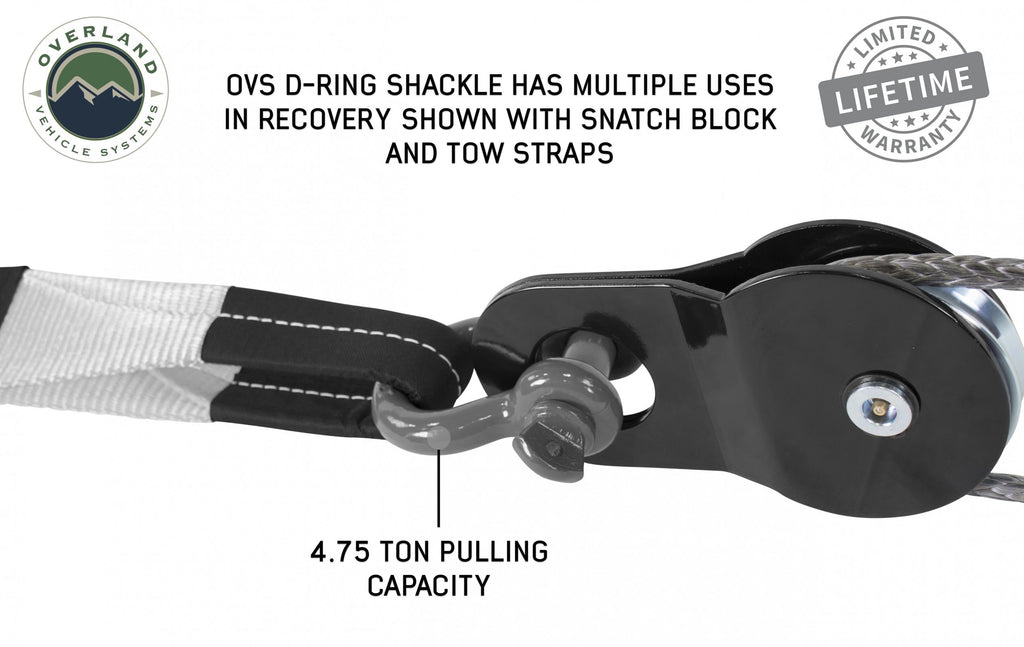 Overland Vehicle Systems Recovery Kit Recovery Shackle 3/4 Inch 4.75 Ton - Gray - Sold In Pairs Overland Vehicle Systems - Overland Vehicle Systems - 19010206