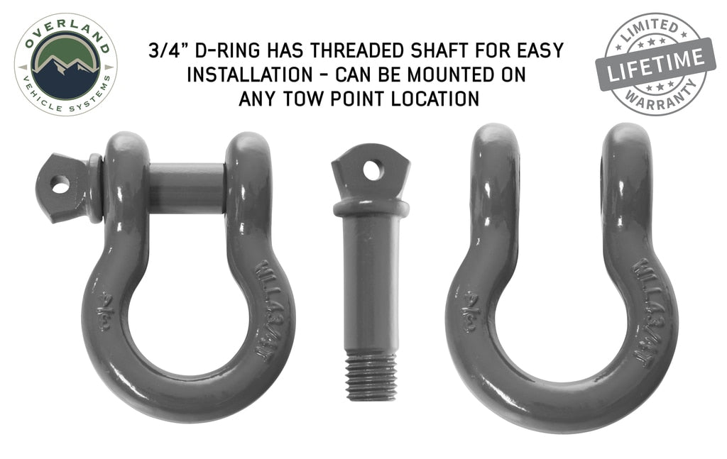 Overland Vehicle Systems Winch Shackle Recovery Shackle 3/4 Inch 4.75 Ton Gray Universal Overland Vehicle Systems - Overland Vehicle Systems - 19019903