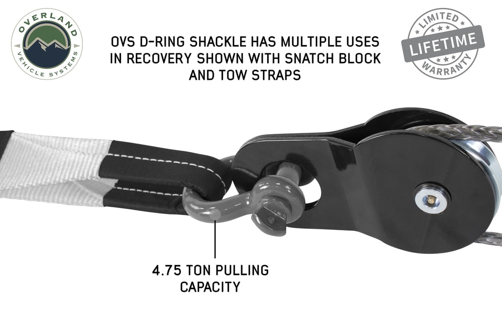 Overland Vehicle Systems Winch Shackle Recovery Shackle 3/4 Inch 4.75 Ton Gray Universal Overland Vehicle Systems - Overland Vehicle Systems - 19019903