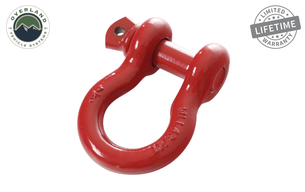 Overland Vehicle Systems Winch Shackle Recovery Shackle 3/4 Inch 4.75 Ton Steel Gloss Red Overland Vehicle Systems - Overland Vehicle Systems - 19019904