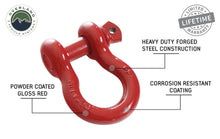 Load image into Gallery viewer, Overland Vehicle Systems Winch Shackle Recovery Shackle 3/4 Inch 4.75 Ton Steel Gloss Red Overland Vehicle Systems - Overland Vehicle Systems - 19019904
