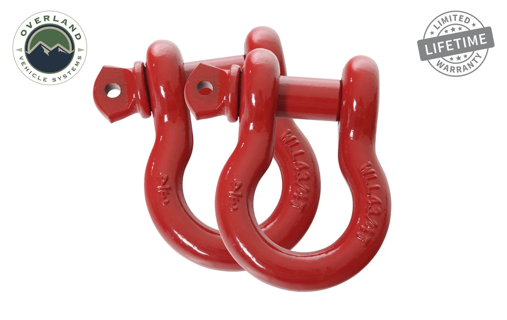 Overland Vehicle Systems Winch Shackle Recovery Shackle 3/4 Inch 4.75 Ton Steel Red Sold In Pairs Overland Vehicle Systems - Overland Vehicle Systems - 19010204