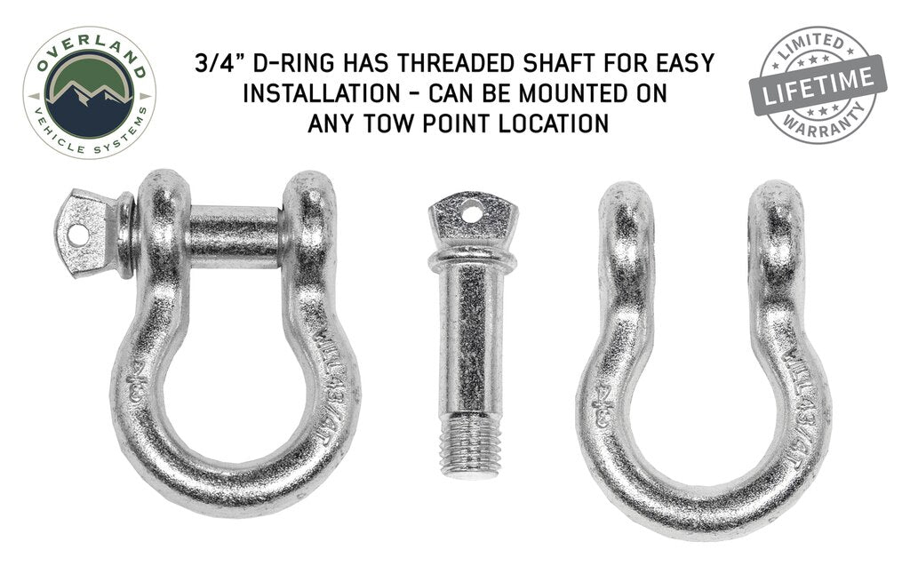 Overland Vehicle Systems Winch Shackle Recovery Shackle 3/4 Inch 4.75 Ton Steel Zinc Overland Vehicle Systems - Overland Vehicle Systems - 19019905