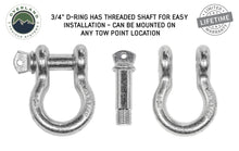 Load image into Gallery viewer, Overland Vehicle Systems D Ring Shackle Recovery Shackle D-Ring 3/4 Inch 4.75 Ton Zinc Sold In Pairs Overland Vehicle Systems - Overland Vehicle Systems - 19010205