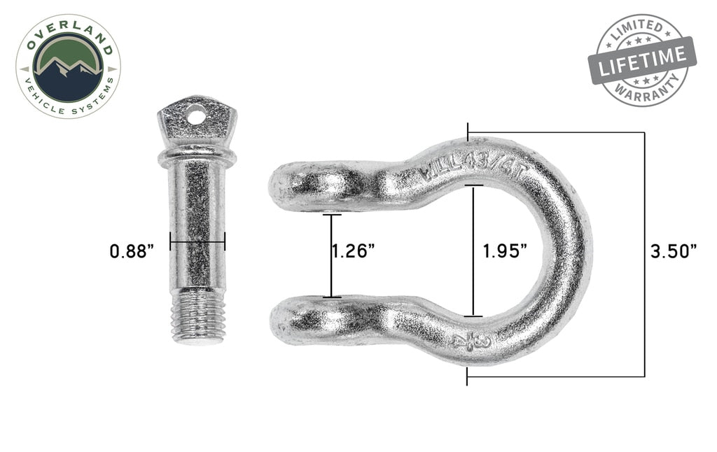 Overland Vehicle Systems D Ring Shackle Recovery Shackle D-Ring 3/4 Inch 4.75 Ton Zinc Sold In Pairs Overland Vehicle Systems - Overland Vehicle Systems - 19010205