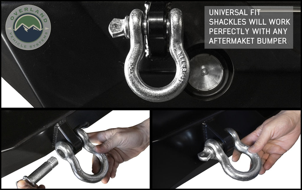 Overland Vehicle Systems D Ring Shackle Recovery Shackle D-Ring 3/4 Inch 4.75 Ton Zinc Sold In Pairs Overland Vehicle Systems - Overland Vehicle Systems - 19010205