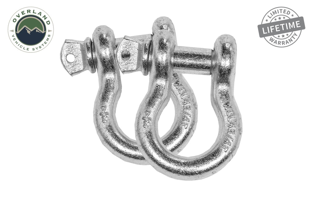 Overland Vehicle Systems D Ring Shackle Recovery Shackle D-Ring 3/4 Inch 4.75 Ton Zinc Sold In Pairs Overland Vehicle Systems - Overland Vehicle Systems - 19010205