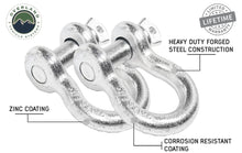 Load image into Gallery viewer, Overland Vehicle Systems D Ring Shackle Recovery Shackle D-Ring Bow Shackle vs Soft Shackle Overland Vehicle Systems - Overland Vehicle Systems - 19010205
