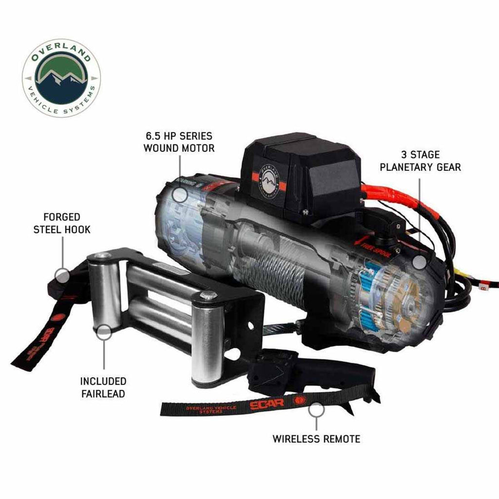 Overland Vehicle Systems Winches SCAR 10 - 10,000 lb. Winch With Steel Cable and Wireless Remote Overland Vehicle Systems - Overland Vehicle Systems - 19089901