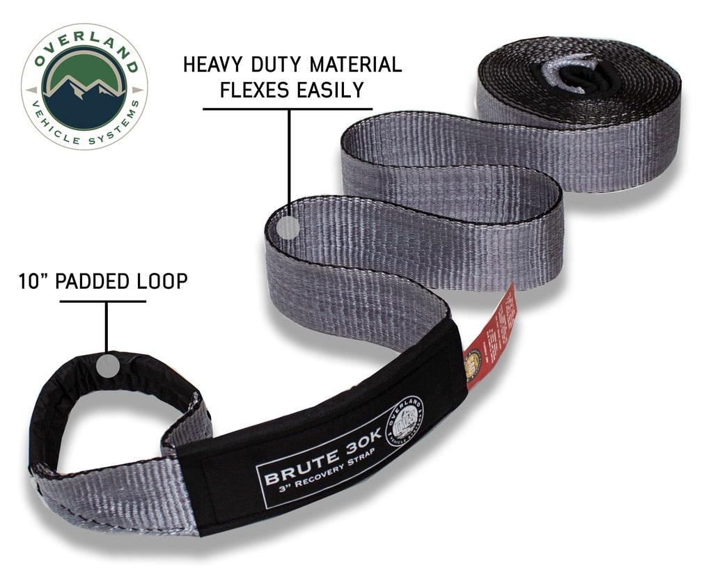 Overland Vehicle Systems Tow Strap Tow Strap 30 30,000 lb. 3 x 30' Gray Storage Bag Overland Vehicle Systems - Overland Vehicle Systems - 19069916