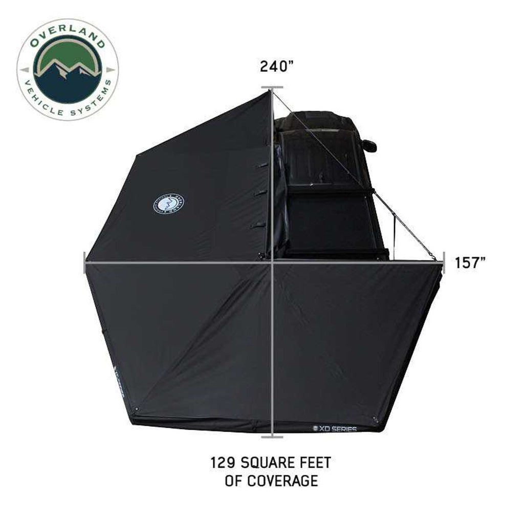 Overland Vehicle Systems Portable Awning XD Nomadic 270 - Awning, Lights, Black Out, Wall Kit, Driver Side, Black Body, Black Trim and Black Travel Cover Overland Vehicle Systems - Overland Vehicle Systems - 19690009