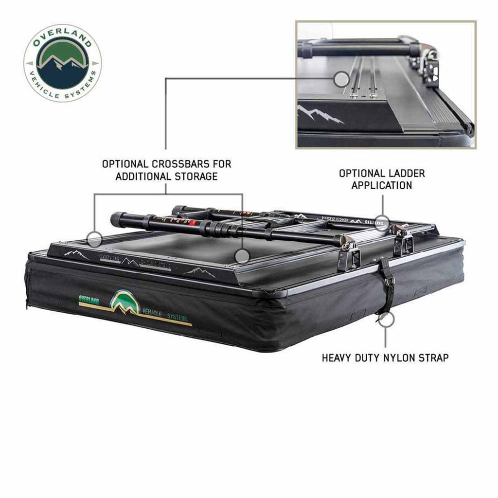 Overland Vehicle Systems Roof Top Tent XD Sherpa S3S - Soft Sided Roof Top Tent, 3 Person, Grey Body and Black Rainfly Overland Vehicle Systems - Overland Vehicle Systems - 18209903