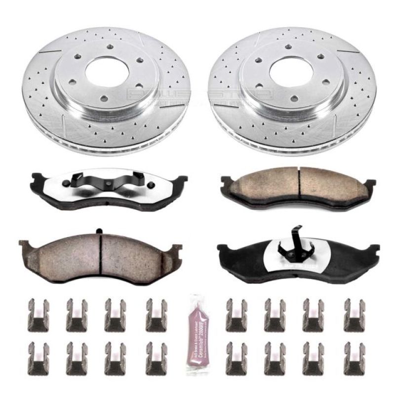 PowerStop Brake Kits - Performance D&S Power Stop 90-99 Jeep Cherokee Front Z36 Truck & Tow Brake Kit