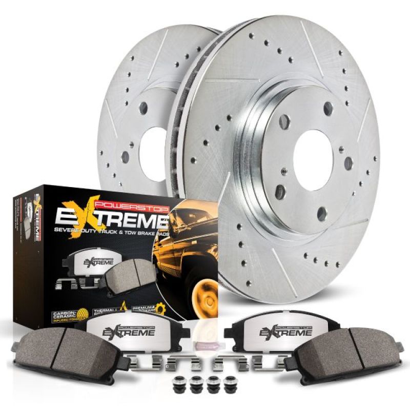 PowerStop Brake Kits - Performance D&S Power Stop 90-99 Jeep Cherokee Front Z36 Truck & Tow Brake Kit