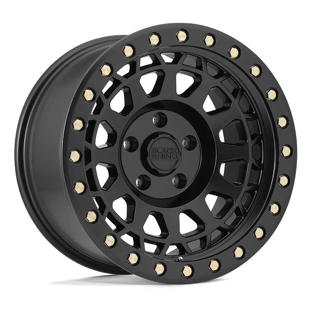 Black Rhino Primm 17x9 5x127 -18 Matte Black With Brass Bolts-Clearance