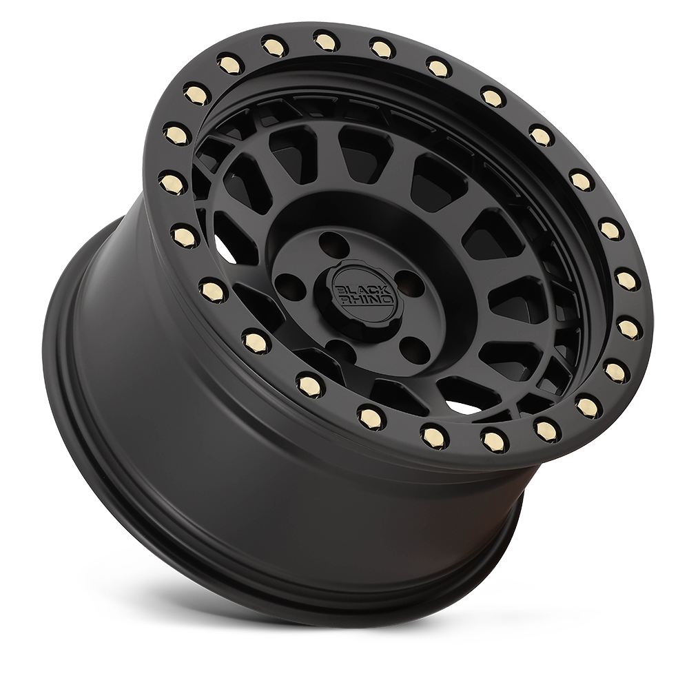 Black Rhino Primm 17x9 5x127 -18 Matte Black With Brass Bolts-Clearance