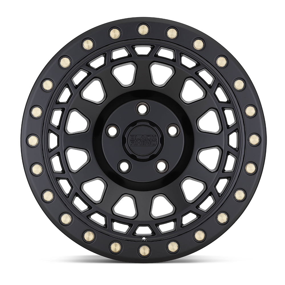 Black Rhino Primm 17x9 5x127 -18 Matte Black With Brass Bolts-Clearance