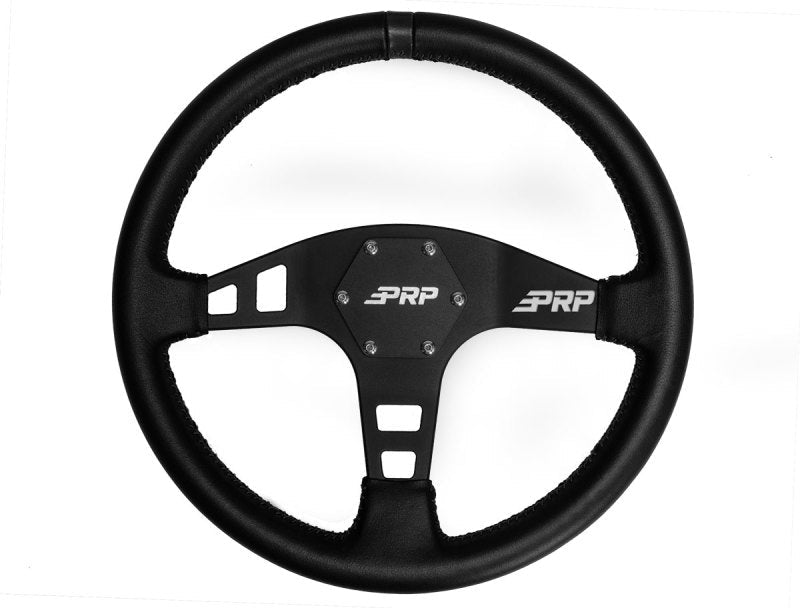 PRP Seats Steering Wheels PRP Flat Leather Steering Wheel- Black