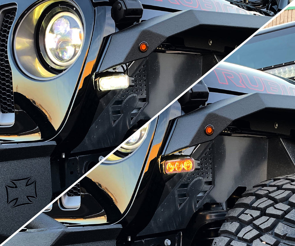 Quake LED Turn Signal Light 3 Inch Jeep Wrangler JL/Gladiator DRL Fender Lights w/Switchback Turn Signal - QTE956 - Quake LED