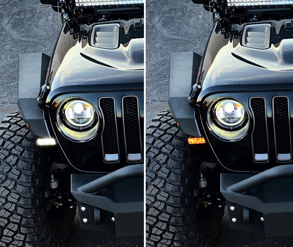 Quake LED Turn Signal Light 3 Inch Jeep Wrangler JL/Gladiator DRL Fender Lights w/Switchback Turn Signal - QTE956 - Quake LED