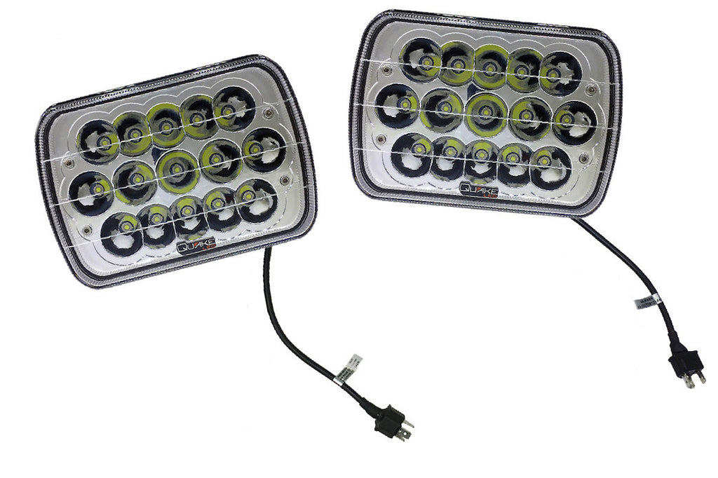 Quake LED Headlight 5x7 Inch Headlight 45 Watt High/Low Tempest Series Jeep XJ/YJ - QTE459 - Quake LED