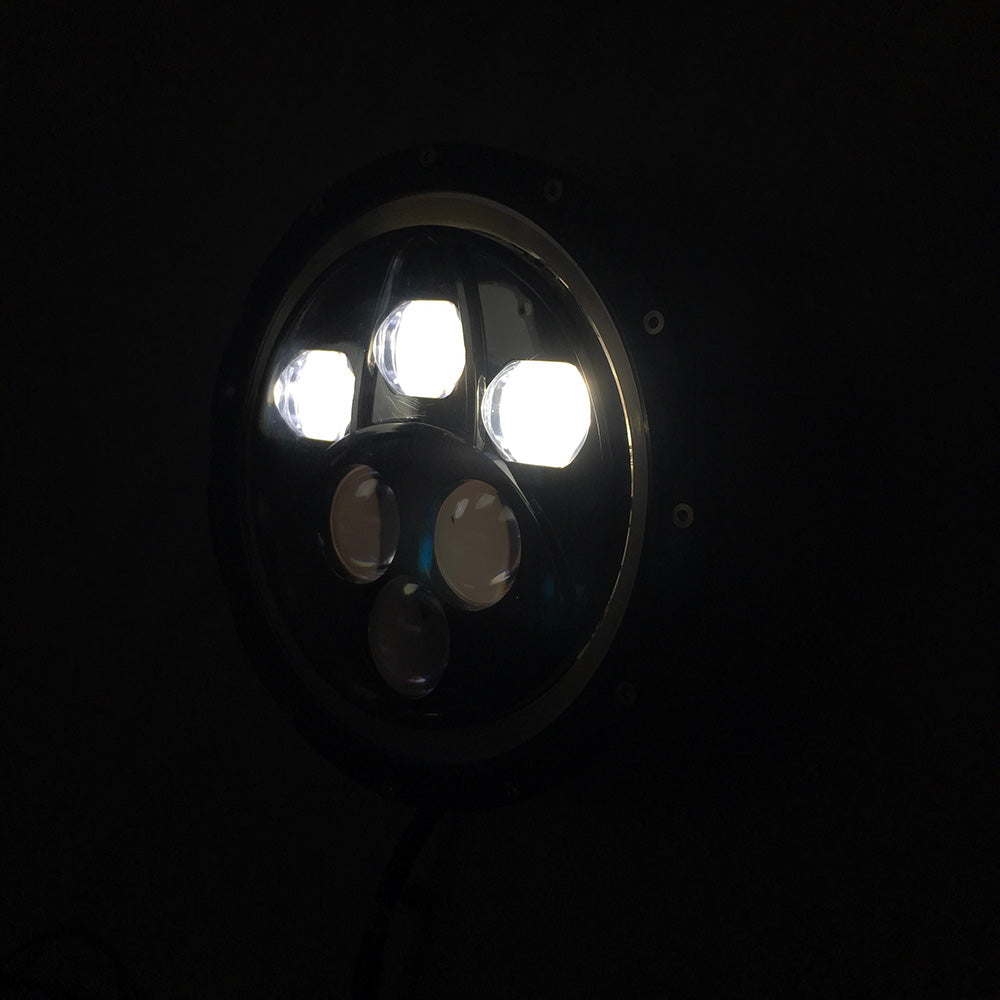 Quake LED Headlight 7 Inch Headlight 60 Watt High/Low White Full Halo Chrome Reflector Tempest - QTE460 - Quake LED