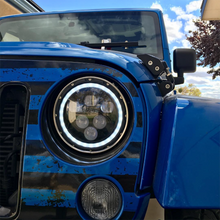 Load image into Gallery viewer, Quake LED Headlight 7 Inch Headlight 60 Watt High/Low White Full Halo Chrome Reflector Tempest - QTE460 - Quake LED