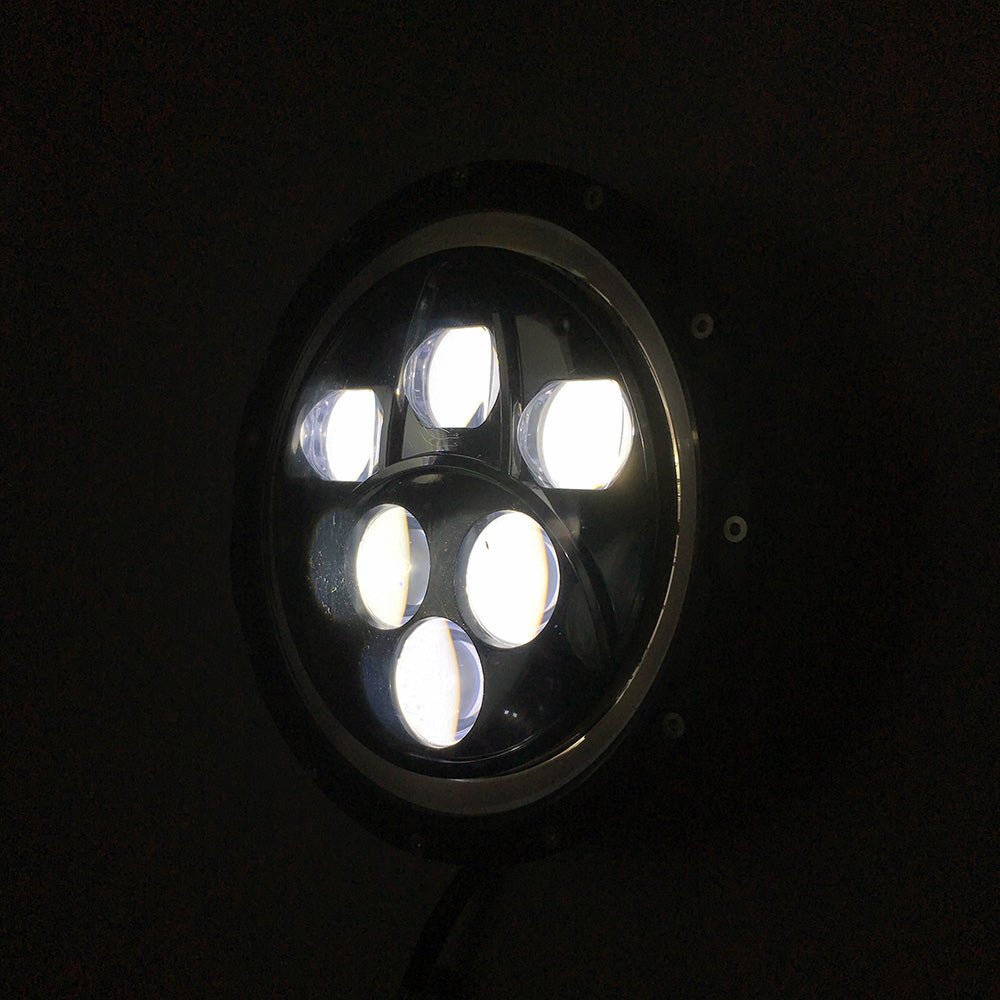 Quake LED Headlight 7 Inch Headlight 60 Watt High/Low White Full Halo Chrome Reflector Tempest - QTE460 - Quake LED