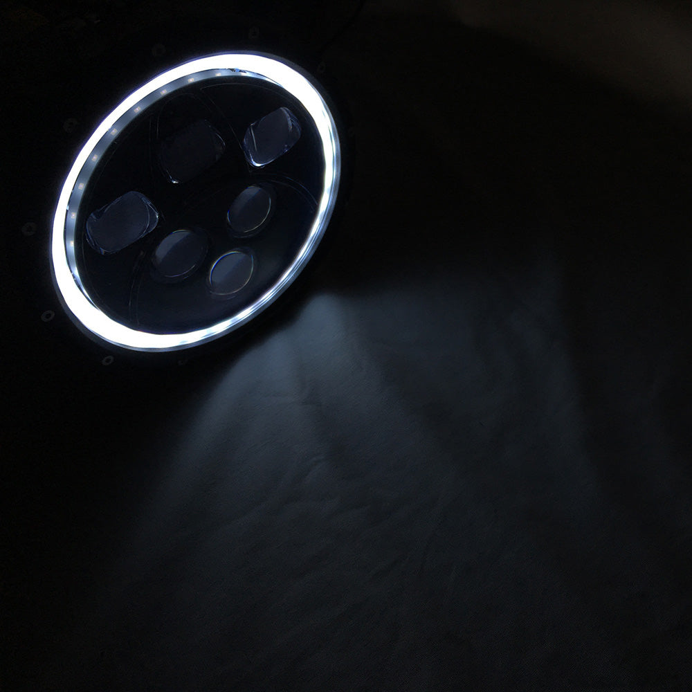 Quake LED Headlight 7 Inch Headlight 60 Watt High/Low White Full Halo Chrome Reflector Tempest - QTE460 - Quake LED
