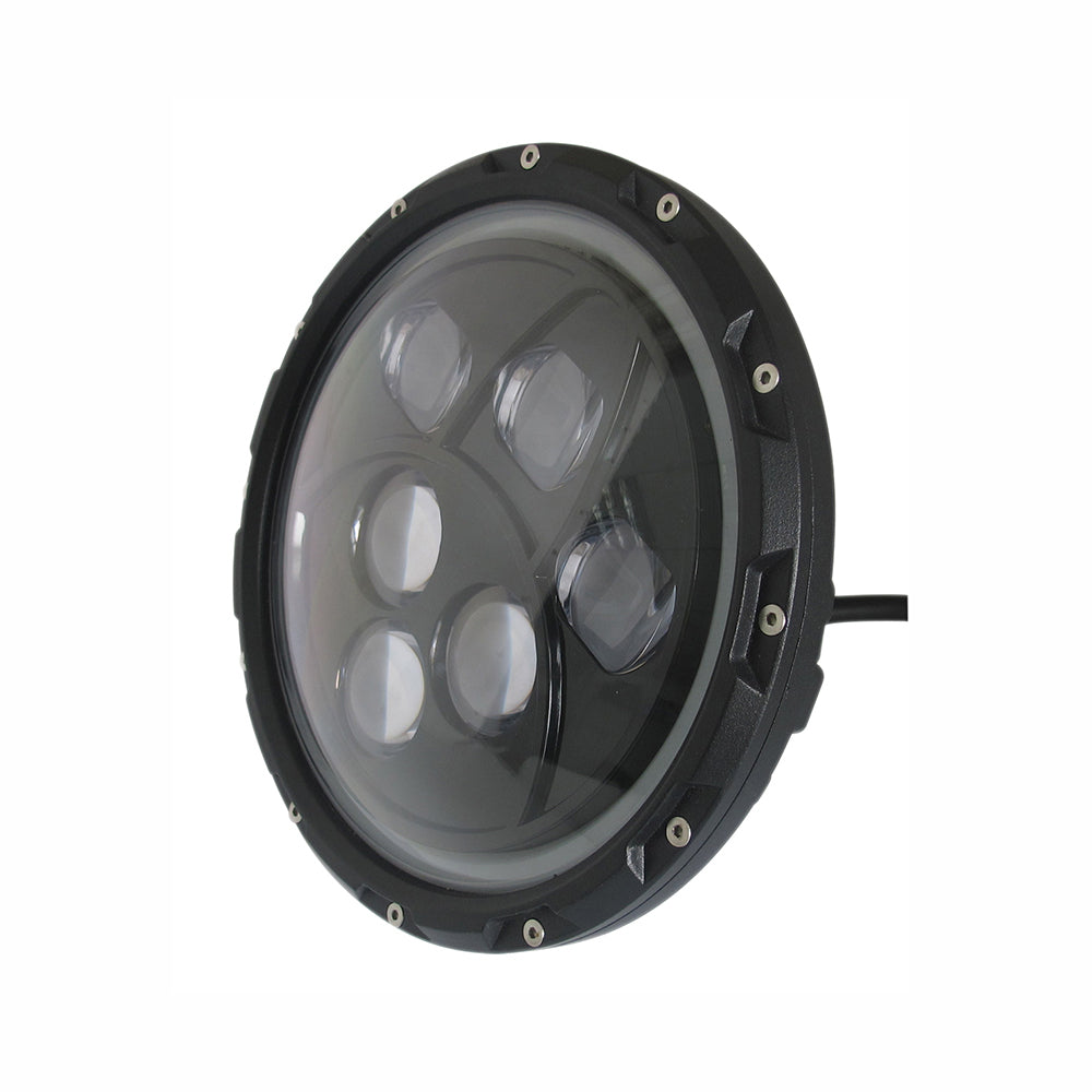 Quake LED Headlight 7 Inch Headlight 60 Watt High/Low White Full Halo Chrome Reflector Tempest - QTE460 - Quake LED