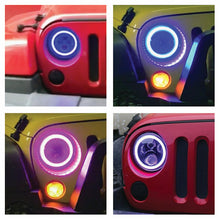 Load image into Gallery viewer, Quake LED Headlight 7 Inch RGB Accent Headlight High/Low RGB Full Halo Black Reflector Tempest - QTE555 - Quake LED
