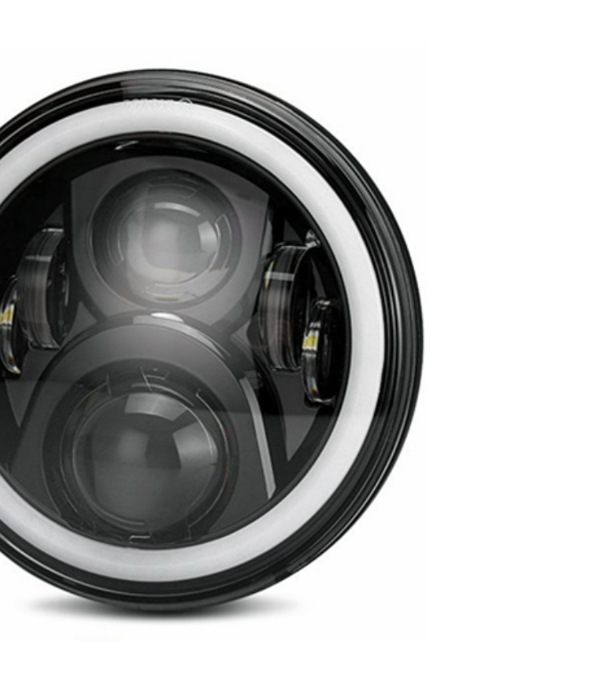 Quake LED Headlight 7 Inch RGB Accent Headlight High/Low RGB Full Halo Black Reflector Tempest - QTE555 - Quake LED
