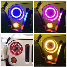 Load image into Gallery viewer, Quake LED Headlight 7 Inch RGB Accent Headlight High/Low RGB Full Halo Black Reflector Tempest - QTE555 - Quake LED