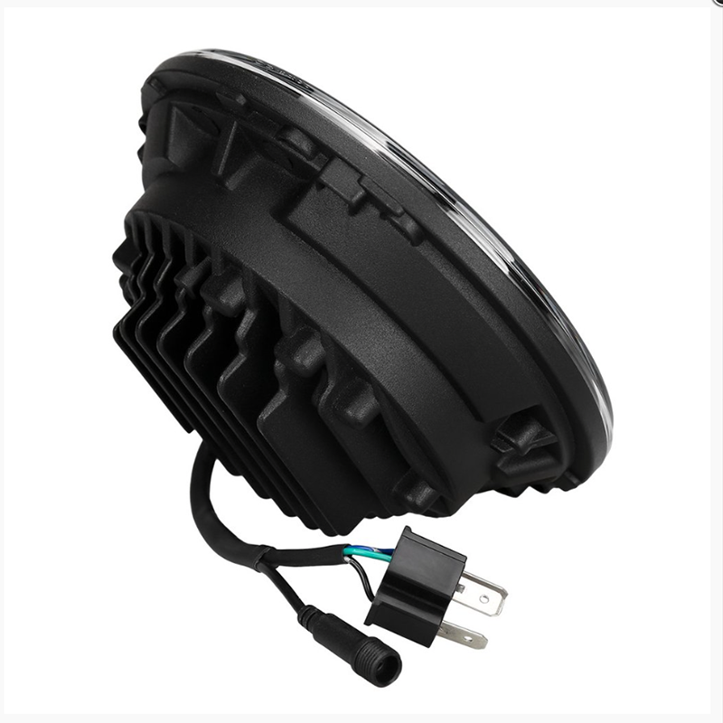 Quake LED Headlight 7 Inch RGB Accent Headlight High/Low RGB Full Halo Black Reflector Tempest - QTE555 - Quake LED