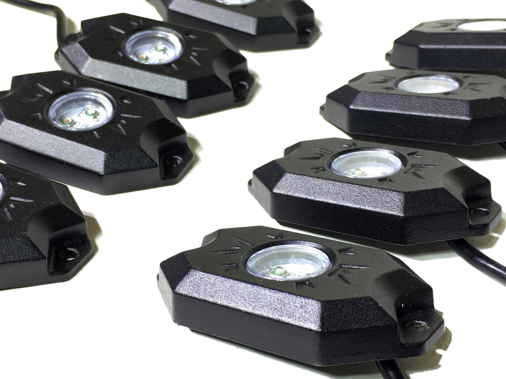 Quake LED Underbody Light Kit 8 Piece RGB Accent Rock Lights (Controller Not Included) Quad Lock - QTL924 - Quake LED