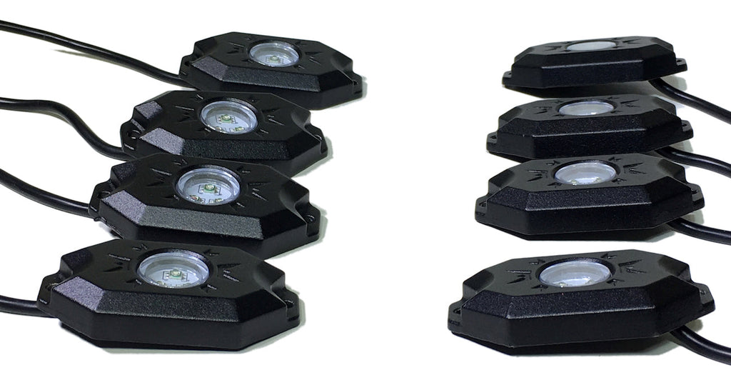 Quake LED Underbody Light Kit 8 Piece RGB Accent Rock Lights (Controller Not Included) Quad Lock - QTL924 - Quake LED